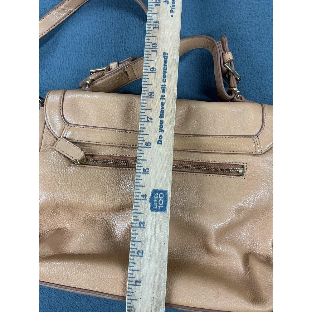 Tory Burch Shoulder Bag Womens Medium Tan Leather Pebbled Adjustable Strap